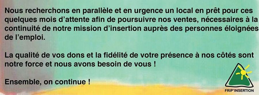  Frip’Insertion lance un appel à la solidarité