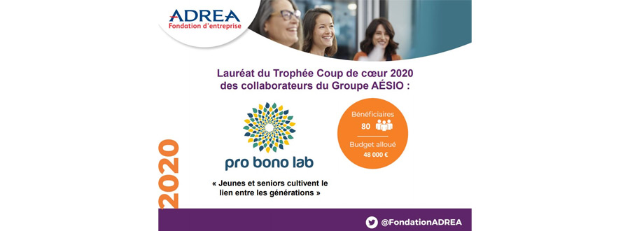 Le Fonds de dotation Pro Bono Lab « coup de cœur » 2020 des collaborateurs du Groupe AÉSIO