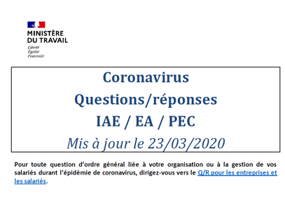 Coronavirus – Covid-19 | Quid des SIAE, des AE et des employeurs PEC ?