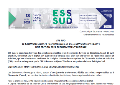 ESS Sud : Le Salon de l’économie d’avenir | 13 avril 2021 à Marseille