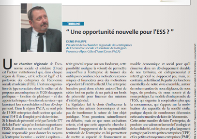 ​La Tribune de Denis Philippe « une opportunité nouvelle pour l’ESS ? »